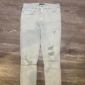 Abercrombie Light Green High-Rise Ankle Distressed Denim Jeans